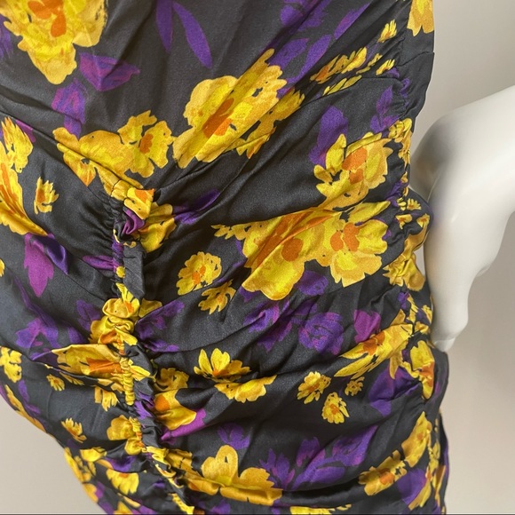 NWT FOR LOVE & LEMONS x Free People Purple Floral Ruched Leah Mini Dress - Picture 7 of 14